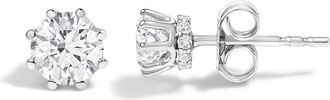 House of Brilliance 14K White Gold 1.0 Cttw Lab-Grown Diamond 8 Prong Hidden Halo Stud Earrings