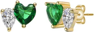 Genevive 14K Plated Cz Stud Earrings