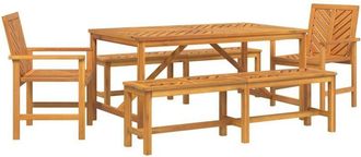 vidaXL Vidaxl - Conjunto De Comedor De Jard&iacute;n 5 Pcs Marr&oacute;n 150 X 90 X 74 Cm