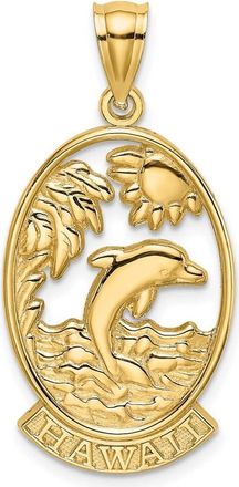 Diamond2Deal 14k Yellow Gold HAWAII with Dolphin Sunset Scene Charm Pendant
