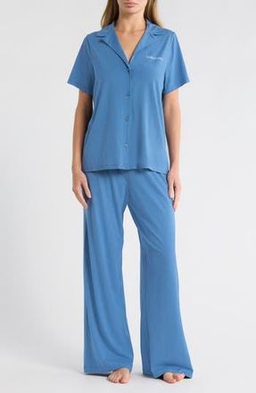 Calvin Klein Notch Collar Knit Pajamas in Moonlight Blue at Nordstrom Rack, Size X-Large