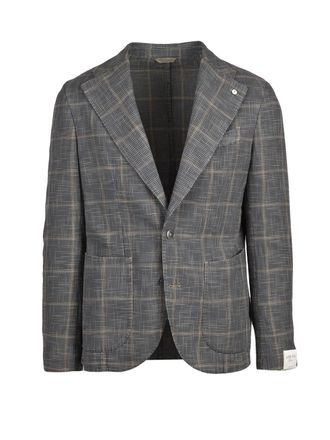 L.B.M. 1911 Refined Checkered Cotton-Silk Blazer With Rounded Silhouette
