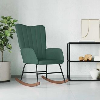vidaXL Silla Mecedora De Terciopelo Verde Oscuro Vidaxl
