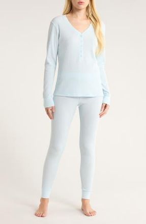 Nordstrom Cotton Blend Waffle Thermal Pajamas in Blue Delicate at Nordstrom Rack, Size X-Large