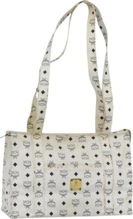MCM Pre-owned Leren Schoudertas - Dames - Vintage Schoudertas - Wit - ONE Size - Leer - Vintage