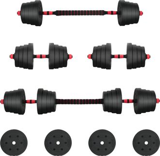 vidaXL Juego De Mancuernas 2 En 1 40 Kg Negro Y Rojo Vidaxl