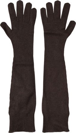 Dolce & Gabbana Brown Cashmere Knitted Elbow Length Mitten Womens Gloves