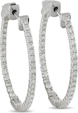 Luxury Bazaar 14K White Gold 1.07ct Diamond Inside-Out Hoop Earrings MF11-111825