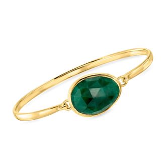 Ross-Simons Emerald Bangle Bracelet in 18kt Gold Over Sterling