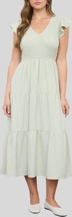 Blu Pepper Smocked Maxi Dress in Light Olive at Nordstrom Rack, Size Medium
