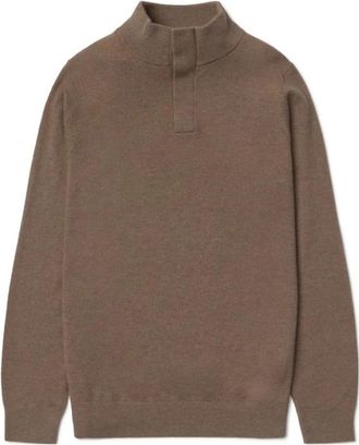 Ecoalf Bruine Hoge Hals Gebreide Trui - Heren - Coltruien - Bruin - XL - Truien & Vesten