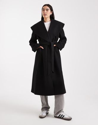Miss Selfridge Cappotto elegante nero a portafoglio