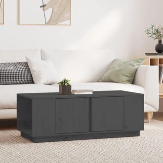 vidaXL Vidaxl - Mesa De Centro De Madera Maciza De Pino Gris 110x50x40 Cm
