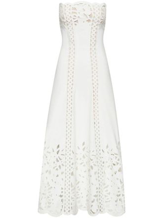 Oscar De La Renta floral guipure-lace maxi dress - women - Silk/Cotton/Polyester - 2 - White