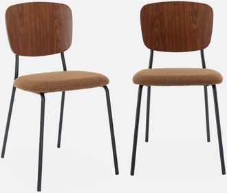 Sweeek Sweeek - Set di 2 sedie bouclé struttura in legno con gambe in metallo