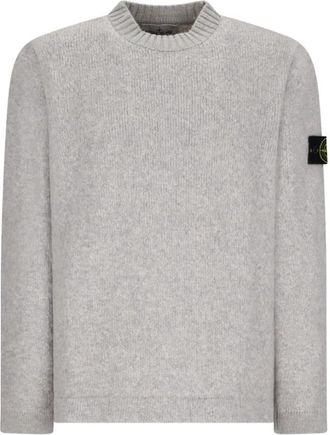 Stone Island Fancy Yarn Crewneck - Heren - Ronde hals truien - Grijs - XL - Wol - Truien & Vesten