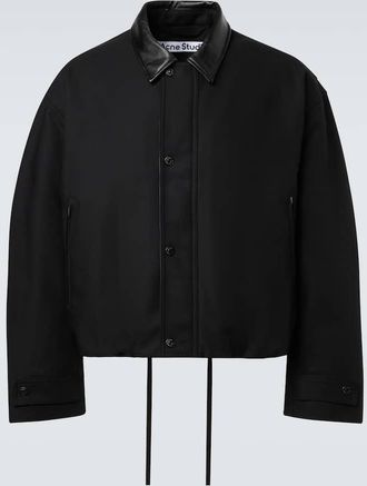 Acne Studios Leather-trimmed cotton twill bomber jacket