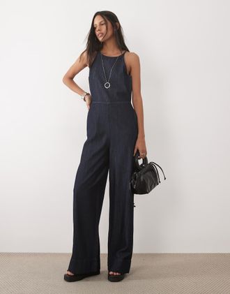 Mango Tuta jumpsuit in denim 100% cotone blu indaco