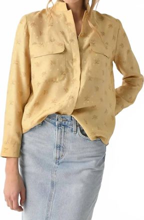 Frame Denim Double Pocket Blouse In Golden Floral