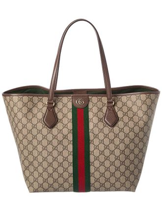 Gucci Ophidia Large Gg Supreme Canvas & Leather Tote