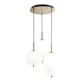 Ideal Lux L&aacute;mpara colgante de metal dorado con elementos de vidrio soplado