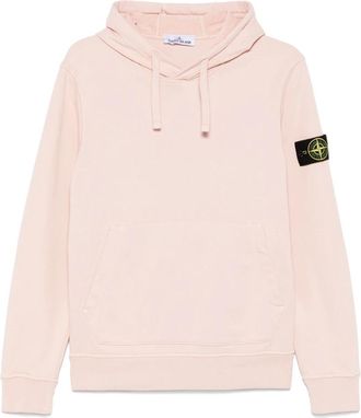 Stone Island Hoodies & sweatvesten, Heren, Roze, M, Katoen, Roze Hoodie met Overlock-stiksels