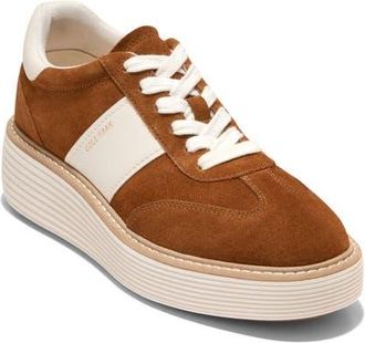 Cole Haan &Oslash;riginalGrand Max Platform Sneaker in Tobacco Suede /Ivory Leather at Nordstrom, Size 10.5