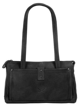 Sansibar Umh&auml;ngetasche SANSIBAR, Damen, Gr. B/H/T: 33cm x 20cm x 10cm onesize, schwarz, Leder, Taschen Umh&auml;ngetasche, echt Leder