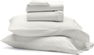 Boll & Branch Signature Curved Edge Organic Cotton Sheet Set in White/White at Nordstrom, Size California King
