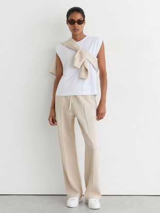 Reiss Neutral Marl Premium Interlock Wide-leg Joggers, Xlo