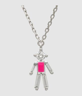 Little Ones Paris Collier Pendentif Gar&ccedil;on Argent Bubble Pink 45cm