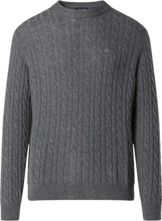 North Sails Pullover met kabelsteek en ronde hals - Heren - Truien - Grijs - Maat: M Wol