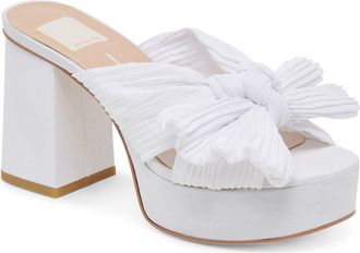 Dolce Vita Blare Platform Slide Sandal in White Satin at Nordstrom Rack, Size 6.5
