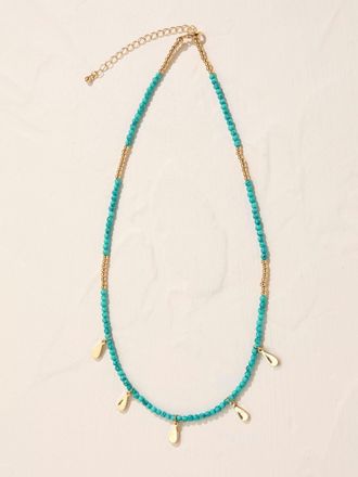 Fat Face FatFace Turquoise Blue Beaded Charm Necklace
