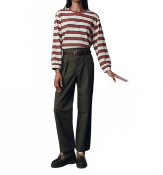 The Great. Parker Wide Leg Trouser In Dusty Moss