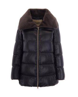 Herno Black Quilted Shawl Neck Jacket