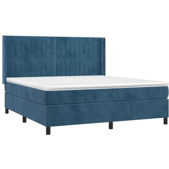 vidaXL Vidaxl - Cama Box Spring Colch&oacute;n Y Led Terciopelo Azul Oscuro 180x200 Cm