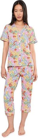 Bedhead Pajamas Petite Short Sleeve Cropped Cotton Knit Pajama Set Womens Pajama Sets Spring Fields : LG (US 12-14), Cotton/Elastane