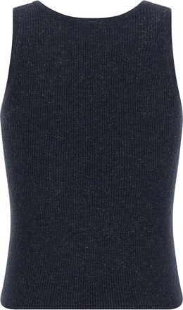 Brunello Cucinelli Womens Blue Cashmere Sleeveles T-Shirt