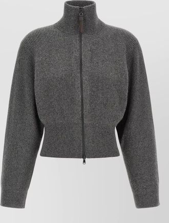 Brunello Cucinelli cashmere ribbed cropped zip-up cardigan