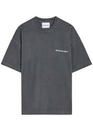 Mki Miyuki Zoku Uniform Logo-print Cotton T-shirt - Dark Grey - Xxl