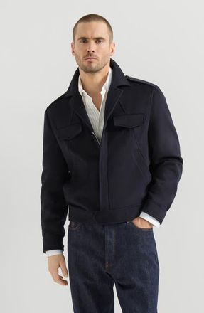 Brunello Cucinelli Lightweight virgin wool cloth outerwear jacket with chest pockets in Navy Blue at Nordstrom, Size 50