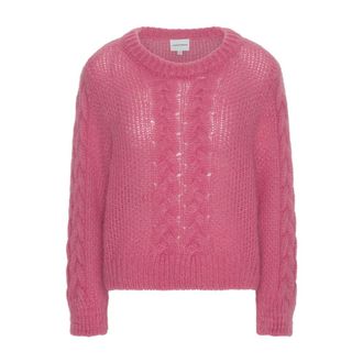 Americandreams Louisa Cable Knit Pullover - Dames - Ronde hals truien - Roze - L - Wol - Truien & Vesten