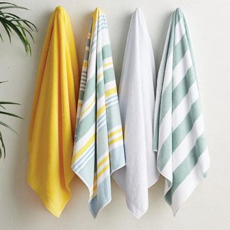 Frontgate Set of 4 Summer Stripe Beach Towels - Icy Blue - Frontgate Resort Collection