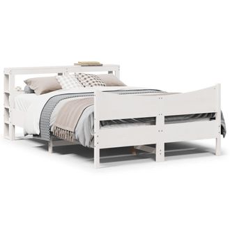Berkfield Home Bed Frame with Headboard White 120x200 cm Solid Wood Pine | Size: Small Double