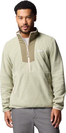 Columbia Mens Half Zip Sequoia Grove Fleece Half Zip, Safari/Stone Green, M