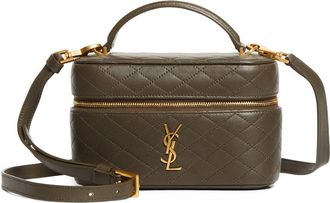 Saint Laurent Mini Gaby Quilted Leather Vanity Case in Light Musk at Nordstrom