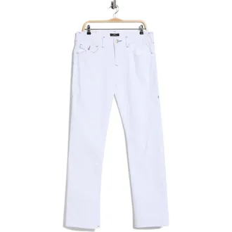 True Religion Ricky Snap Flap Straight Leg Jeans in Optic White at Nordstrom Rack, Size 38