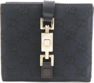 Gucci Black Gg Canvas Leather Wallet (Bi-Fold) (Pre-Owned)