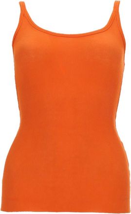 Msgm Orange Solid Scoop Neck Top